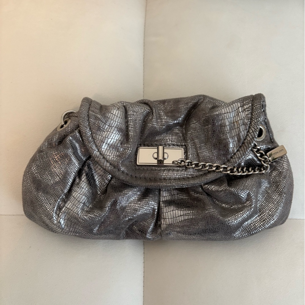 Nine West Silver Chain-Embellished Women's Bag Clutch